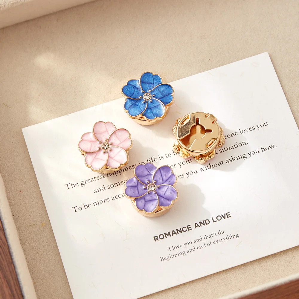 New Fashion Button Cover Cufflinks With Flower Golden Base Button Covers Cufflink for Women Blouses Tuxedo Shirt Dress Accessory