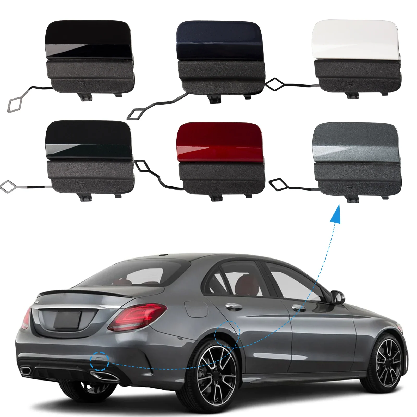 

OLANGDA Rear Bumper Tow Hook Cover Cap Towing Eye For Mercedes-Benz C-Class C300 Accessories 2019 2020 2021 2058853303 A20588533