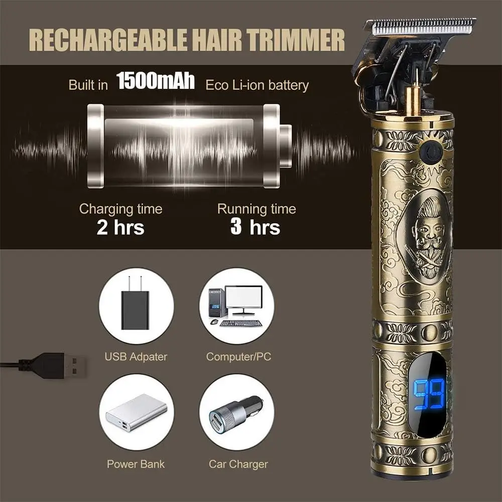 Rechargeable Men'S Electric Hair Clipper Hair Trimmer Shaver Trimmer Hair Removal Trimmer Personal Beauty Styling Tool Gift for Men Father'S Gift Suitable for Personal Or Stylist Use