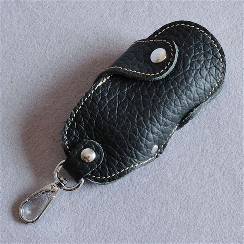 Genuine Leather Key Chain Wallet Men Women Handmade Holder Car Ring Household Access Card Purse Housekeeper Case