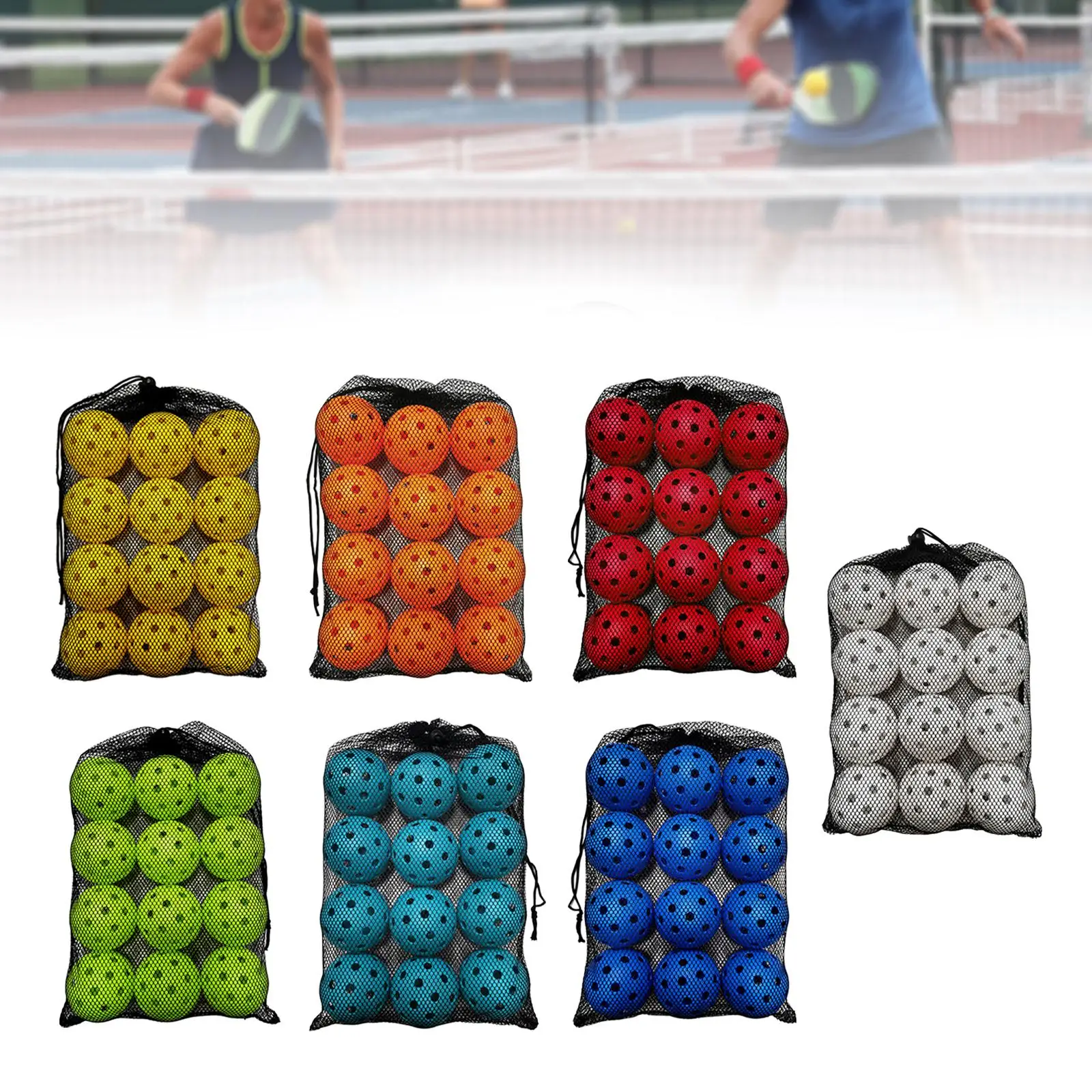 12 peças de bolas de pickleball para treinamento de pickleball para jogo de torneio ao ar livre