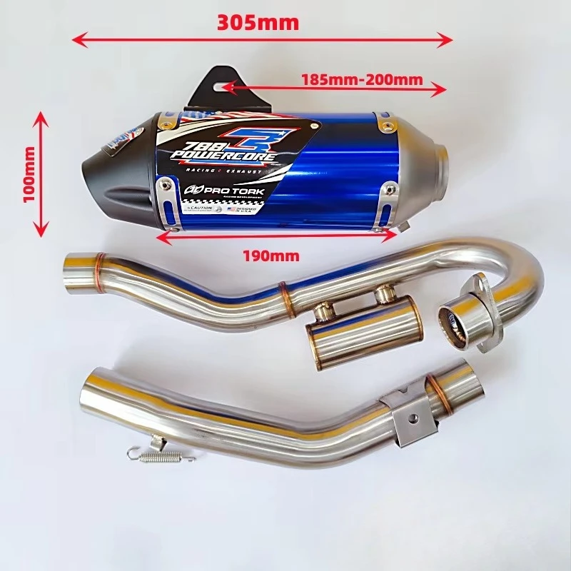 

STLF Motorcycle Exhaust Mufflers Universal High Performance Motorcycle CRF230F Exhaust System Stainless Steel Blue Muffler Pipe