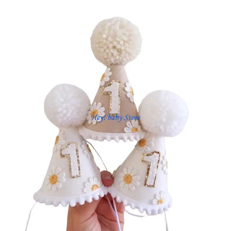 Q1fe Lovely bertema bayi perempuan topi ulang tahun Felt Party Supplies Peran Peran Bermain Props