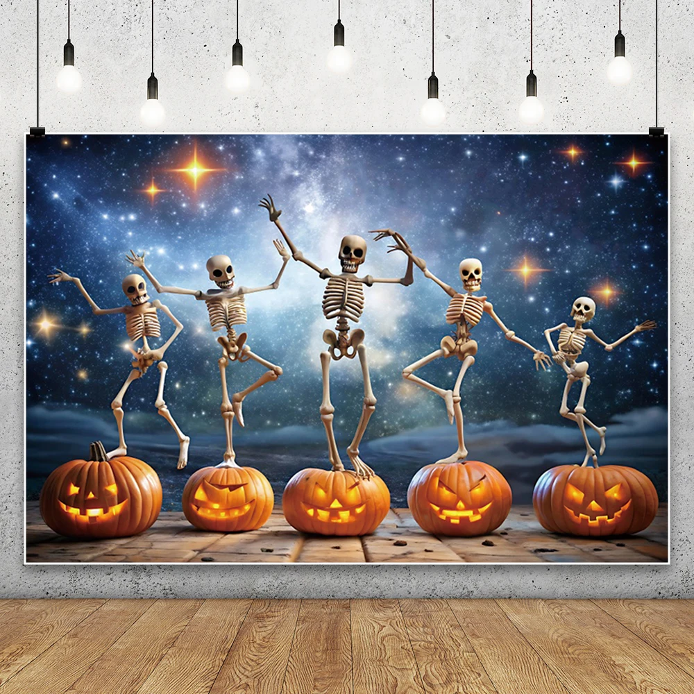 ハッピーハロウィン背景写真撮影用ホラーナイト怖いスカル恐ろしいカボチャランタン子供大人家族パーティー背景