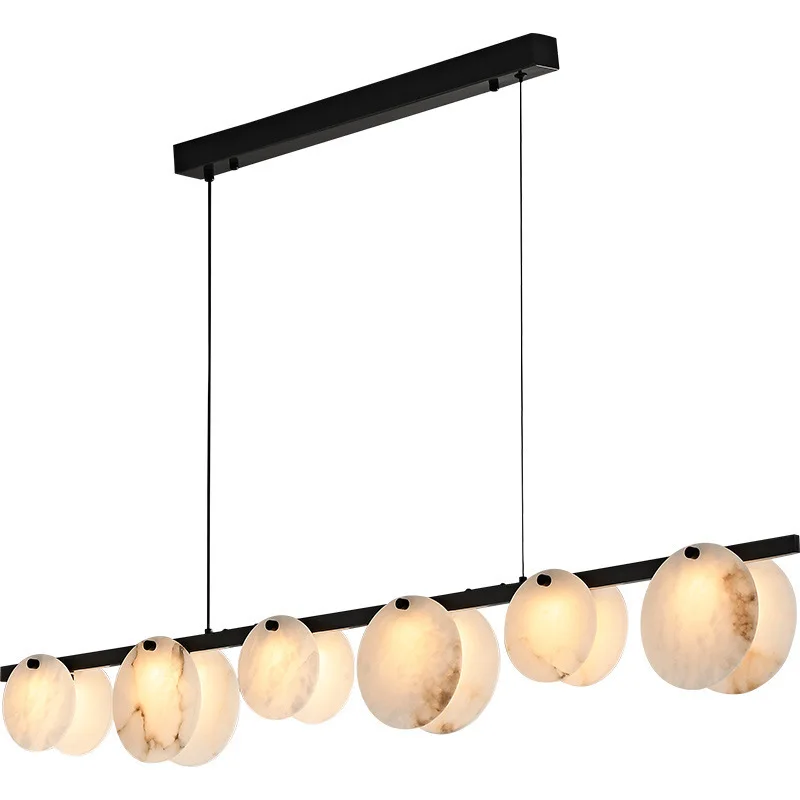 Postmodern black minimalist alabaster hotel bar decorative arts creative design linear chandelier