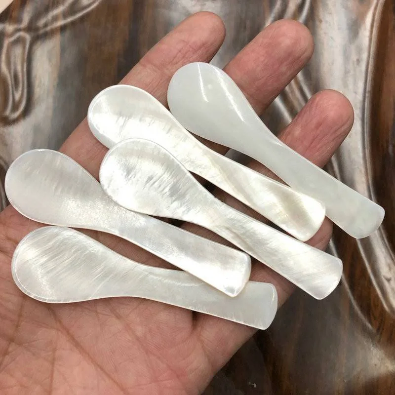 9-13CM Natural Shell Ice Spoon Cream Coffee Caviar Spoon Mother of Pearl Seashells Stirring Spoons Teaspoon Crafts dessert coffe