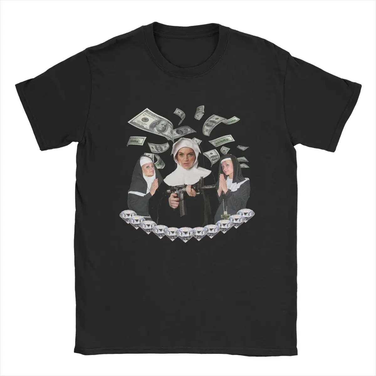 เสื้อยืดผ้าฝ้ายแท้แขนสั้นคอกลมของผู้หญิง Lindsay Lohan Paris Hiltons Nicole Richie Wishes You A Pure Cotton เสื้อยืดแขนสั้นคอกลมของขวัญเสื้อผ้า