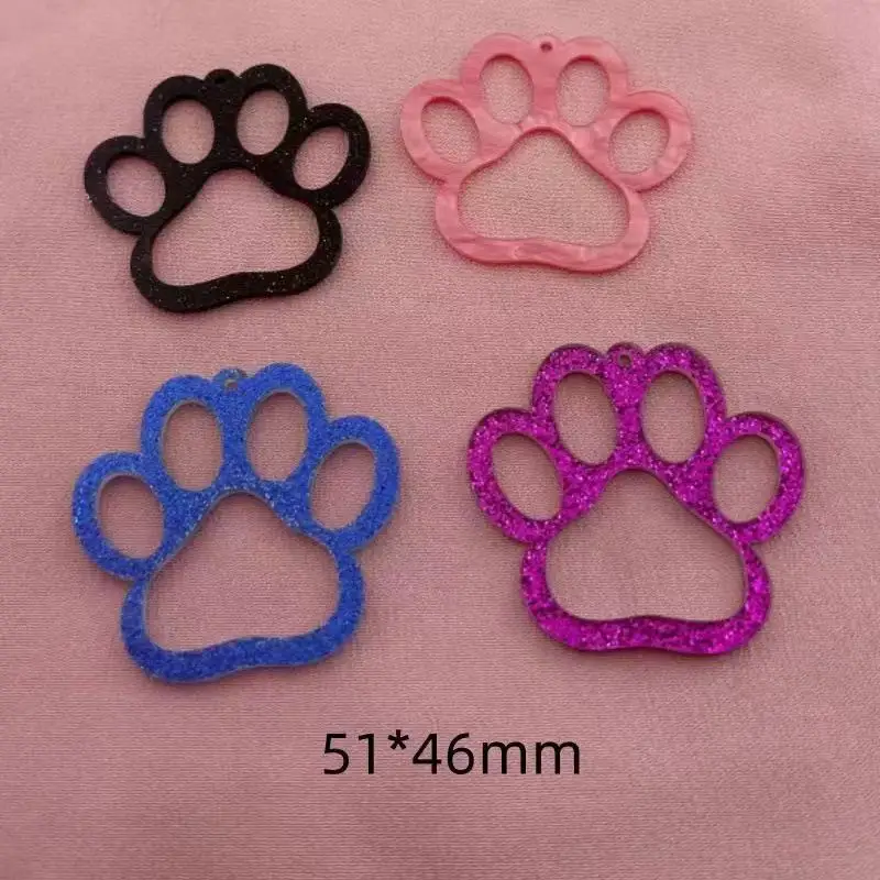 

30 шт. акриловых полых подвесок в форме кошачьих и медвежьих лапок, цвет флуоресцентный розовый, материалы для рукоделия и изготовления украшений