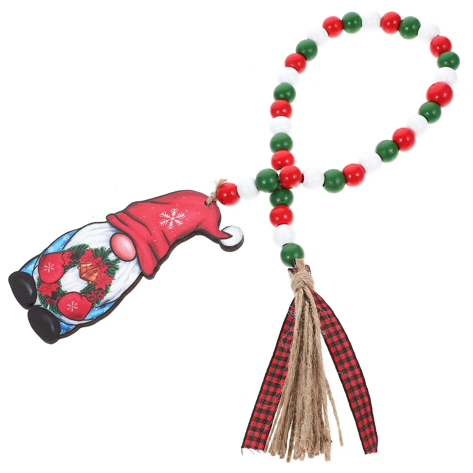 

Cute Christmas Ornaments Santa Claus Decoration Wood Beads Pendant with Tassel Car