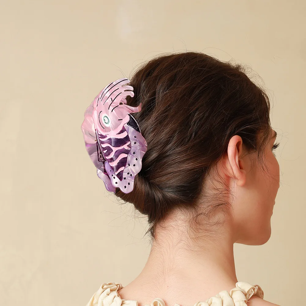 

Милый школьный зажим для волос из ацетата в виде рыбки, мультяшный зажим-краб в виде акулы-китовика, зажим для волос в виде животного, подарок для друзей