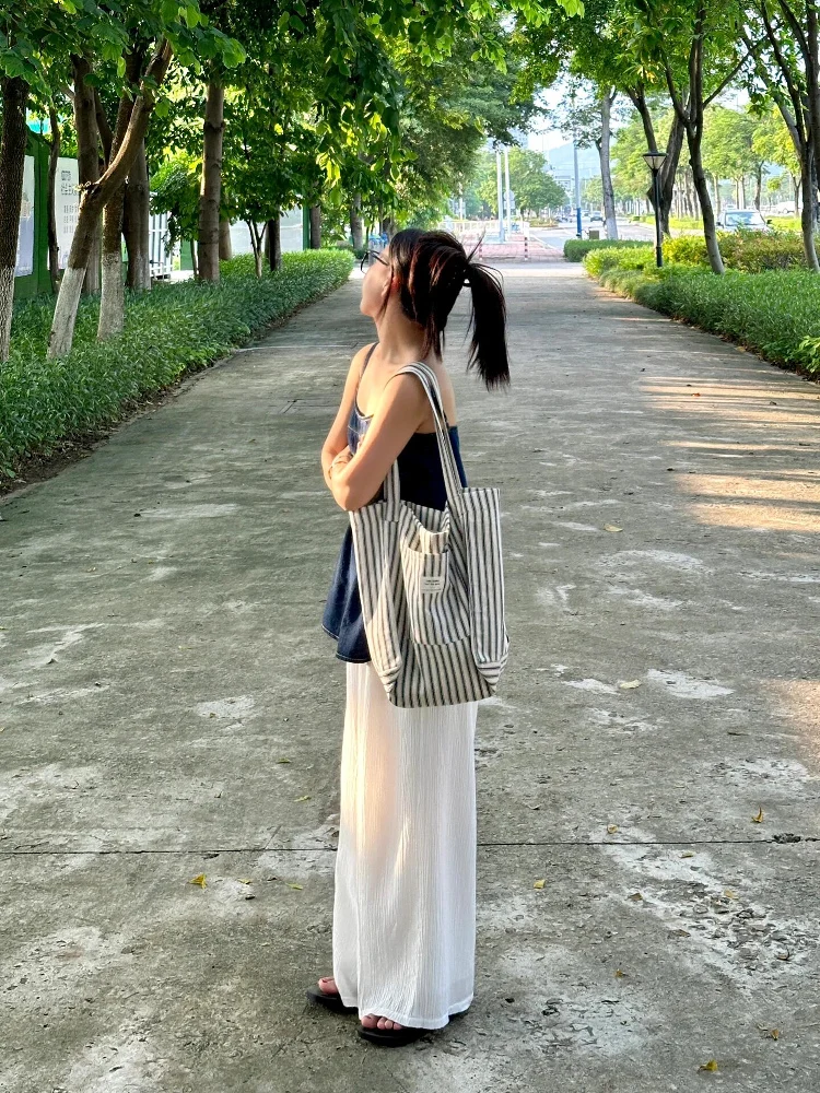 

Большая холщовая сумка-тоут Capaci, женская новинка 2025, новинка Lazy Sle, пригородная сумка на одно плечо, школьная сумка, сумка