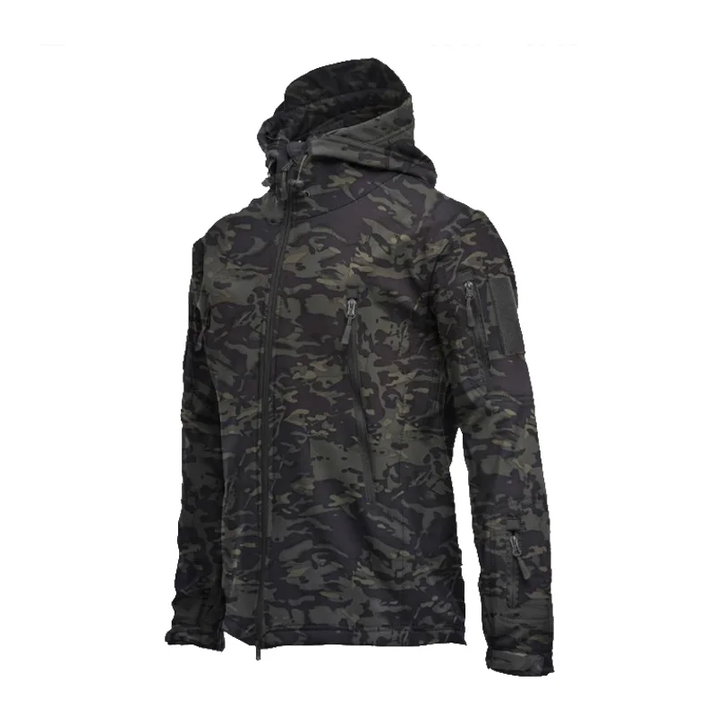 Chaqueta táctica de lana con cremallera completa para hombre, ropa militar de camuflaje, chaqueta térmica con capucha, abrigos de trabajo, prendas de vestir, rompevientos