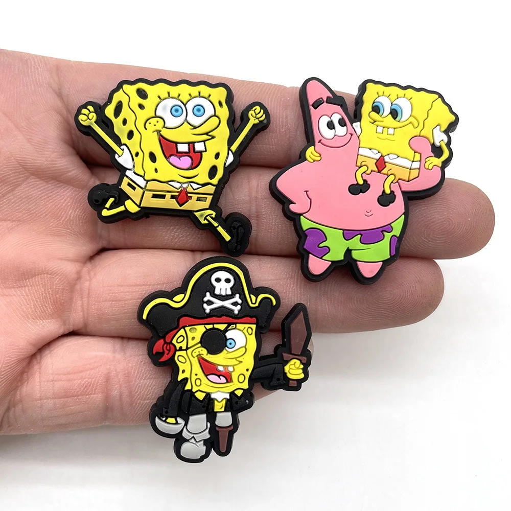 12pcs/set Anime SpongeBob Collection Shoe Charms for shoes DIY Shoe Decorations Shoe Accessories Sandal Decorate for Kids Gifts