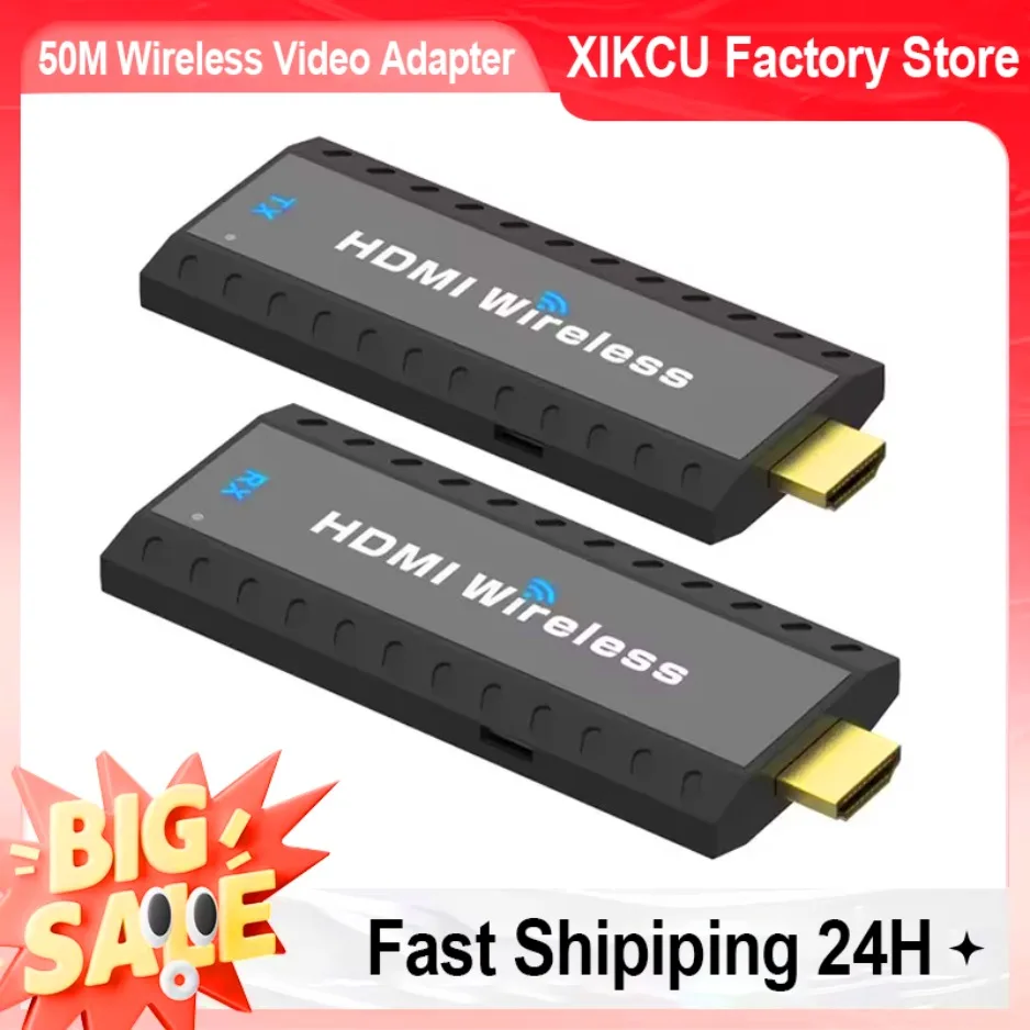 

50M Wireless Transmission Video Transmitter and Receiver HDMI Extender Display Adapter Cable Screen Mirror for Camera PC To TV
