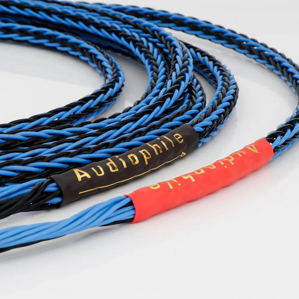 8TC Blue Speaker Cable HIFI 8core Audio OCC Copper Wire Twist Cable For Amplifier Turntable CD Player 16 Strands