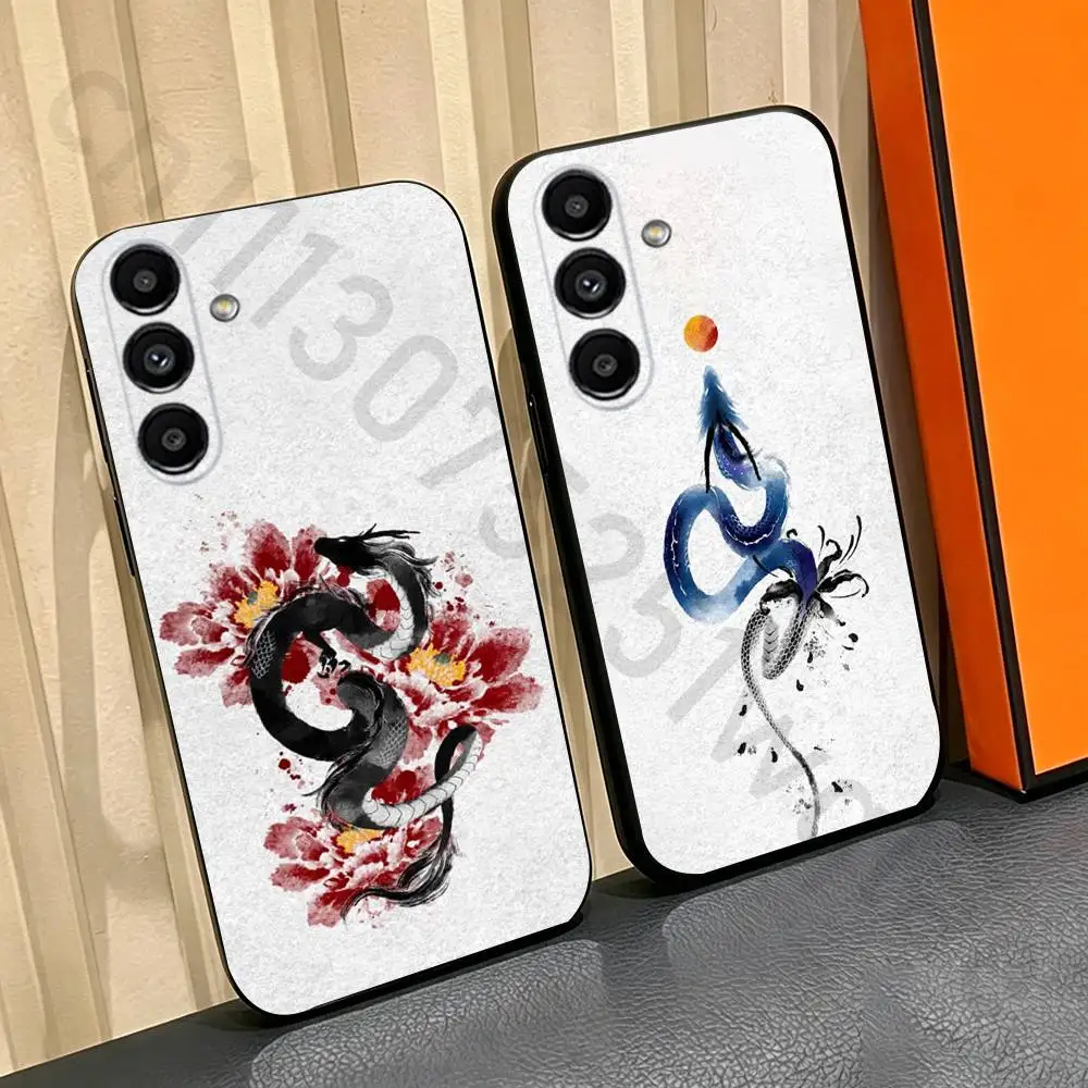 

Color Chinese Dragon Phone Case For Samsung Galaxy A13,A21s,A22,A31,A32,A52,A53,A71,A80,Soft Black Shell