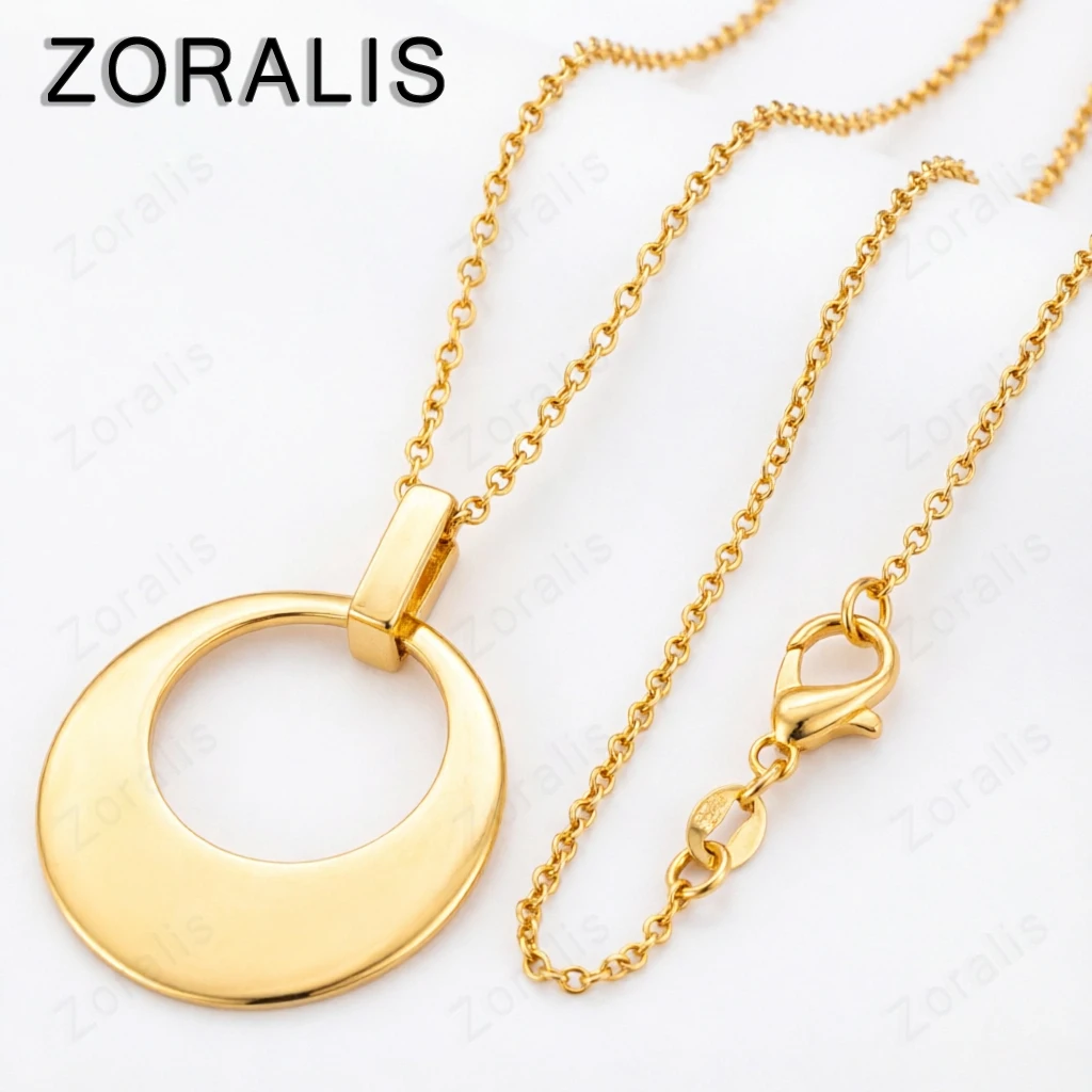 18K Gold Circular Hollow Pendant Necklace For Women necklaces Fashion Party Birthday Wedding Jewelry Gifts