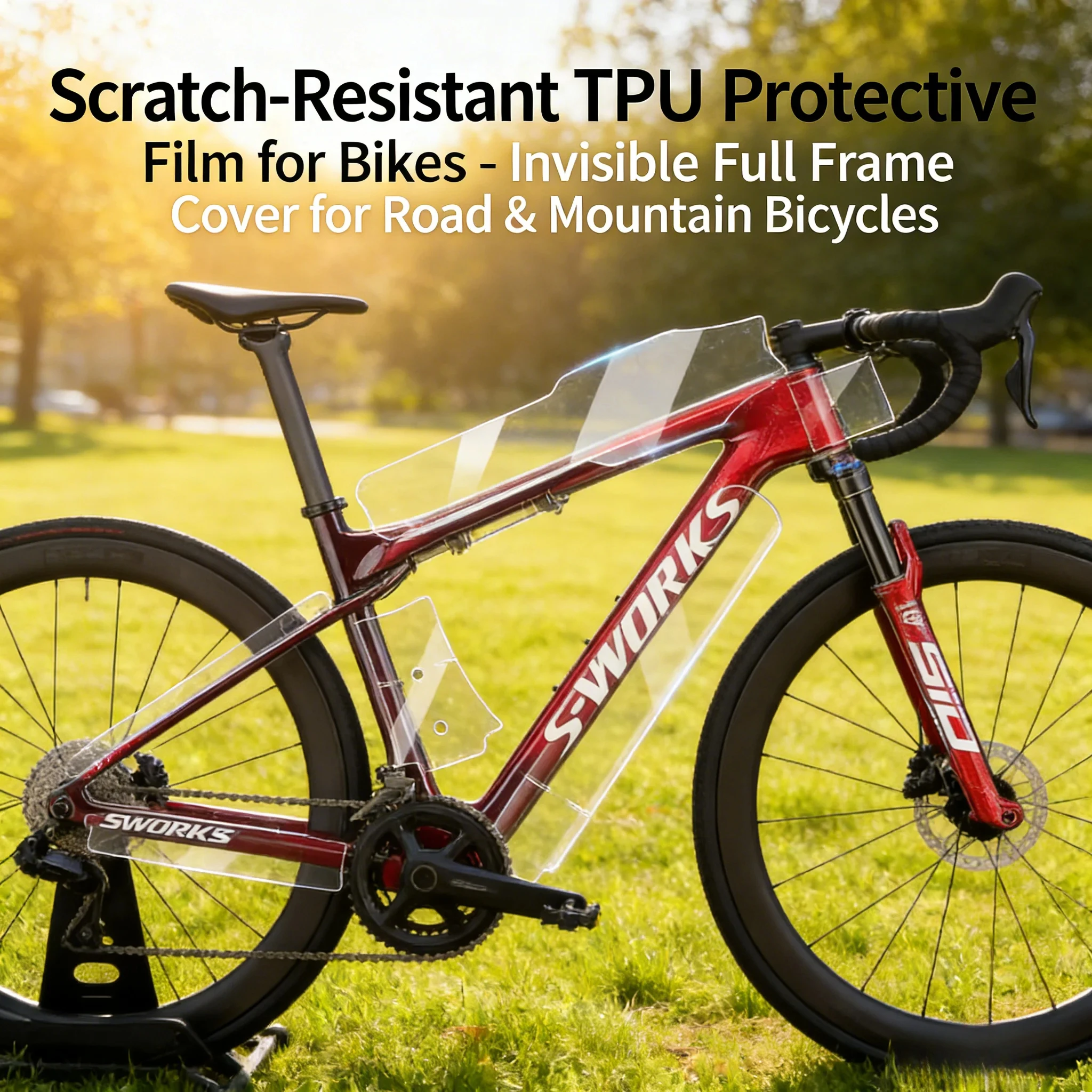 

Scratch-Resistant TPU Invisible Full Frame Protective Film for Road Mountain Bikes