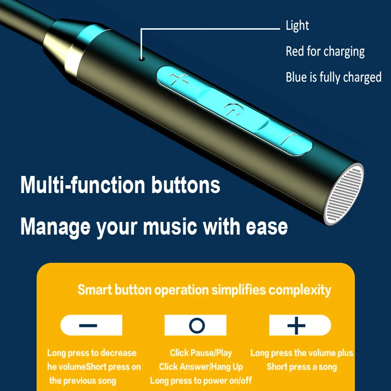 Cuffie wireless, auricolari Bluetooth, auricolari con archetto in silicone, auricolari sportivi stereo HiFi 9D, auricolari magnetici impermeabili