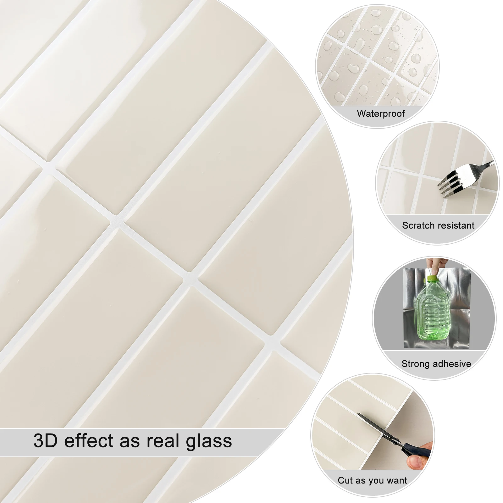 5pcs Premium Self Adhesive Wall Stickers Home Wall DIY Decor Waterproof Wallpaper Decal 3D Effect Wall Tiles for Home Renovation