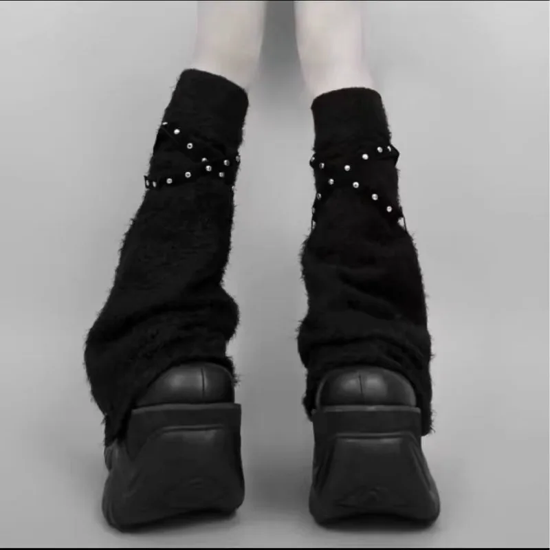 Y2K Subkultur Punk Breite Bein Socken frauen Harajuku Stil Gestrickte Bein Abdeckung Amerikanischen Lolita Über Socken Warm Halten Bein abdeckung