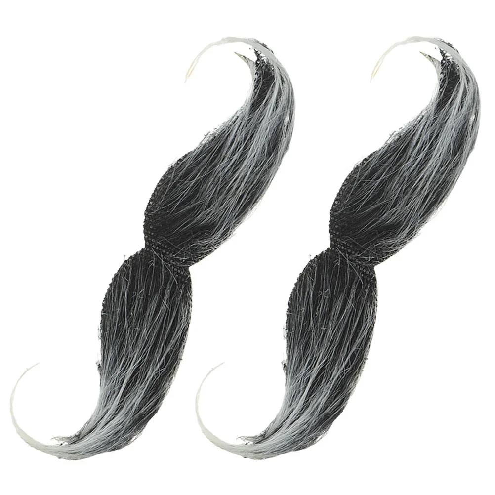 Barba de Halloween Artificial realista para Cosplay, bigote, fiesta, gris falso, 2 uds.