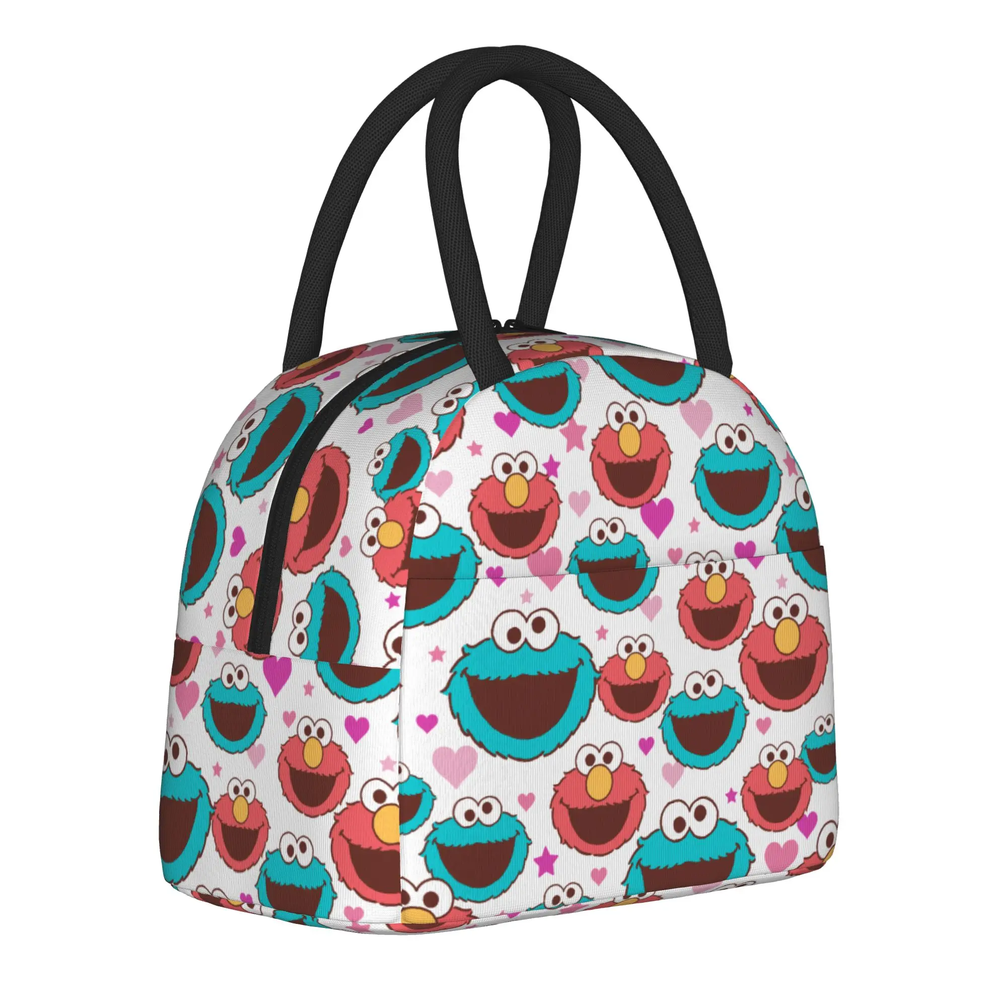 Elmo & Cookie Monster Peace & Love Sesames Streets Insulated Lunch Bag Leakproof  Lunch Container Thermal Bag Tote Lunch Bo