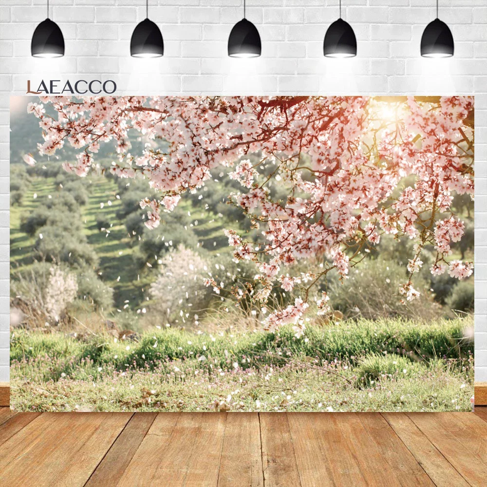 Laeacco Spring Scenery Elegant Garden Backdrop Colorful Flower Green Plant Outdoor Wedding Party Portrait Photography Background