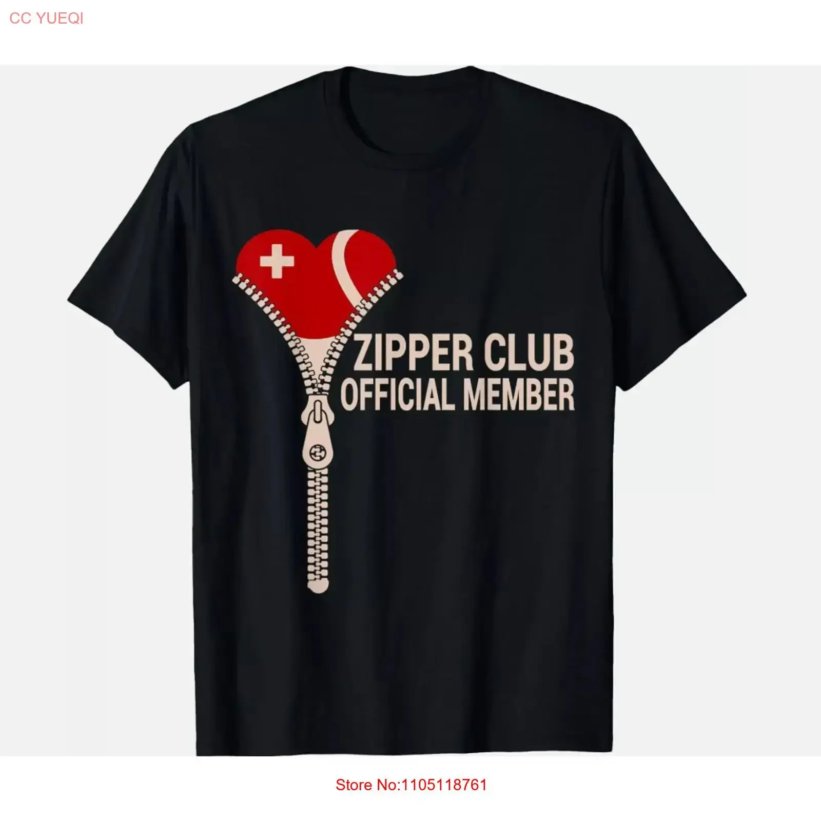 Open Heart Surgery Zipper Club Get Well Bypass T Shirt Idea vintage Washed Slightly streetwear Top For Everyday Wear fashion
