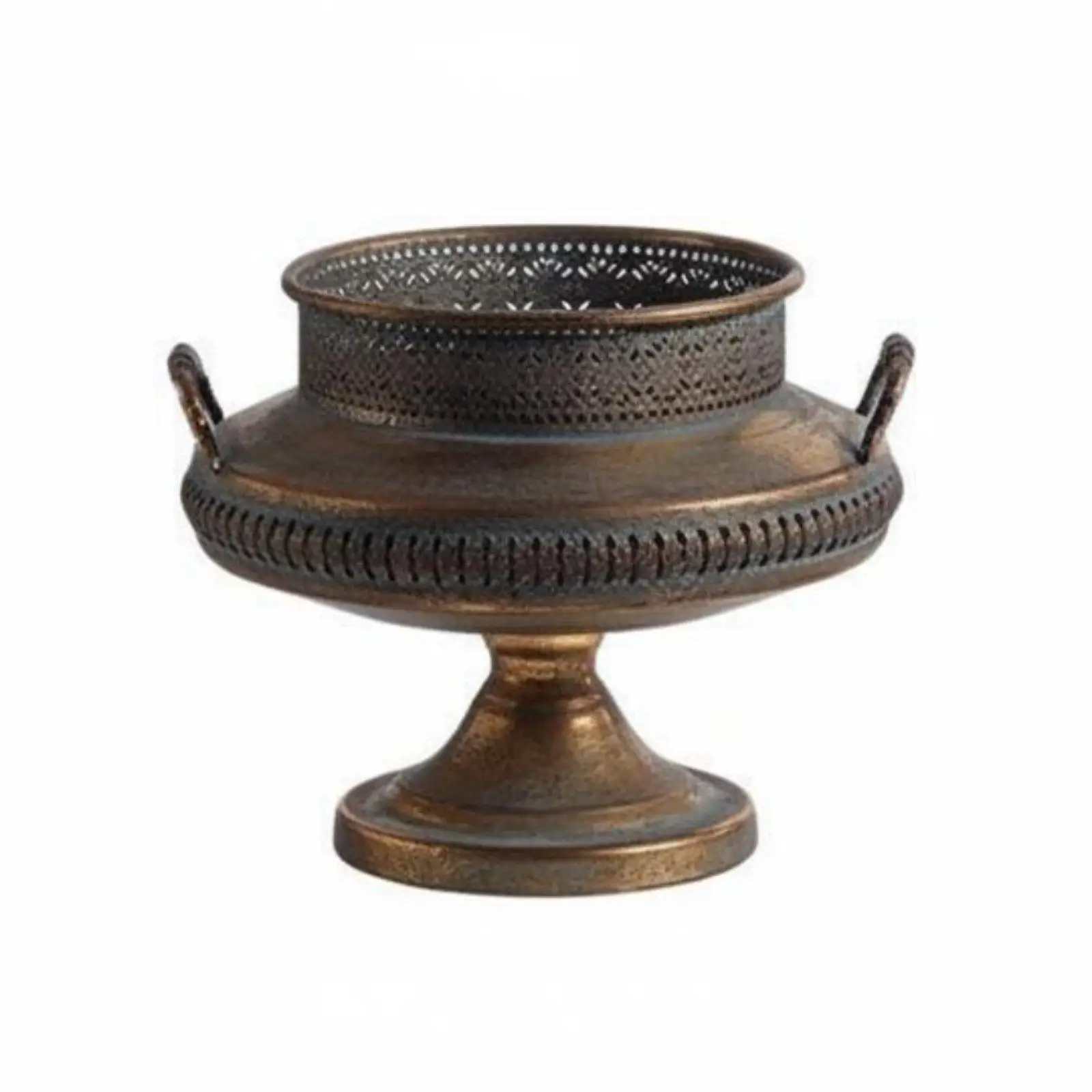Gold Decorative Vase with Raised Pedestal Classic Goblet Silhouette for Home Ornamental Display