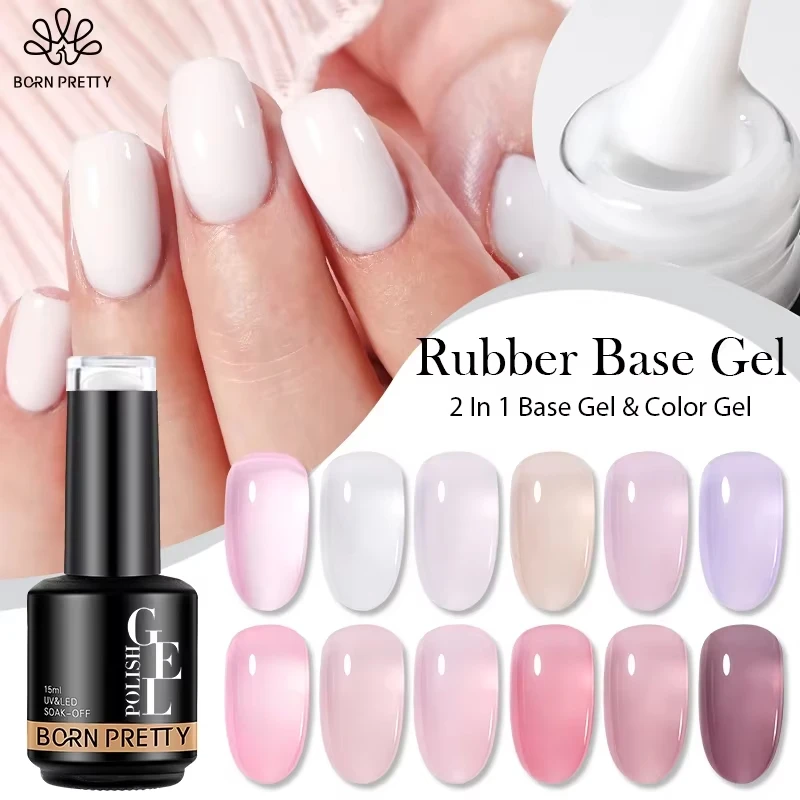 BORN PRETTY 15 ml Jelly Color Rubber Base Gel Camouflage Color French Pink Milky Selbstnivellierender UV-Gel-Lack Soak Off Nail Art