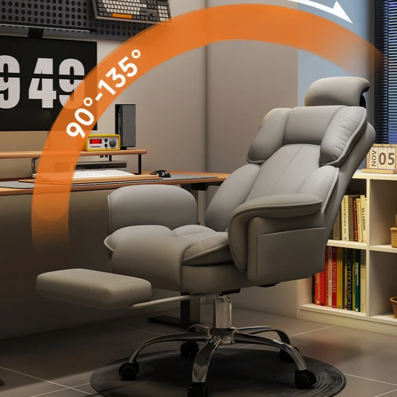 Big Office Chair Ergonomic Tall Computer Desk Chair with Retractable Adjustable Headrest Leather Chair with Flip up Armrests