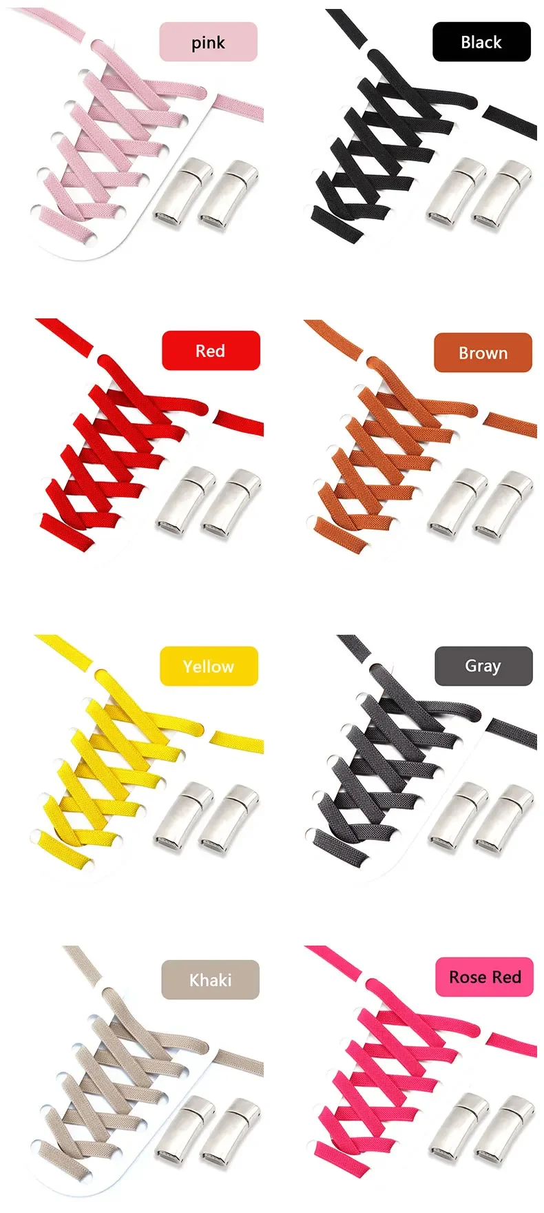 Magnetische Schnürsenkel Clip Flache Elastische Stretch Schnürsenkel Keine Krawatte Schnürsenkel Casual Turnschuhe Frau Männer Kinder Schnürsenkel Schuhe Zubehör – Detail 11