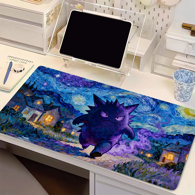 Mouse Pad P-Pokemon Gengar Anime Gaming Accessories xxl Mousepad Gamer PC Completo Computer Keyboard Desk Mat Varmilo Table Pad