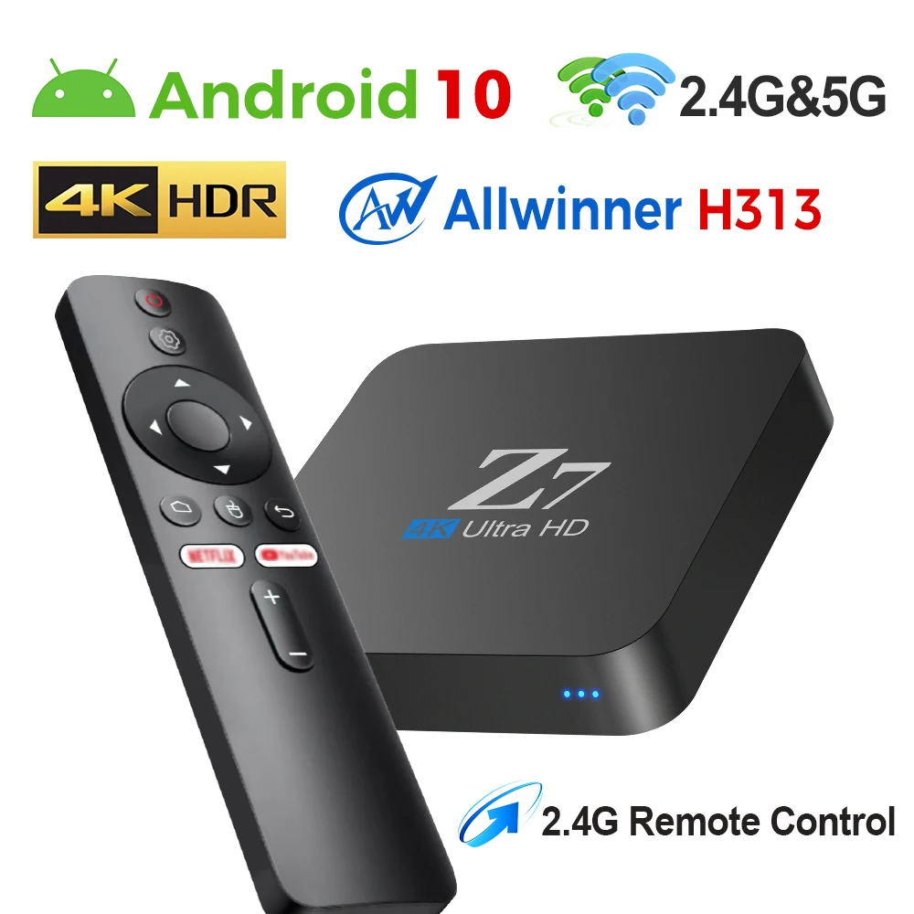 

Z7 MINI Smart Android Mini TV BOX Android 10 Support 2.4GHz/5GHz Dual Wifi 4K HD TV Box H.265 Streaming Smart Set Top Box