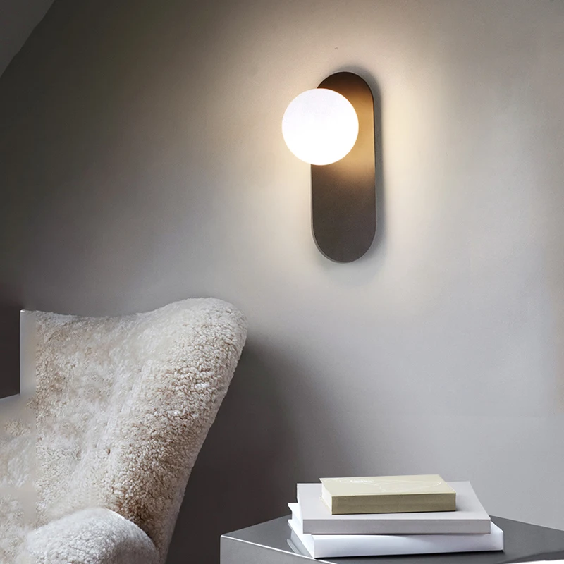 Nordic Indoor LED Wall Lights Wall Sconce with Frosted Glass Ball for Bedroom G9 9w LED Wall Lamps Fixtures for Home AC85-265V