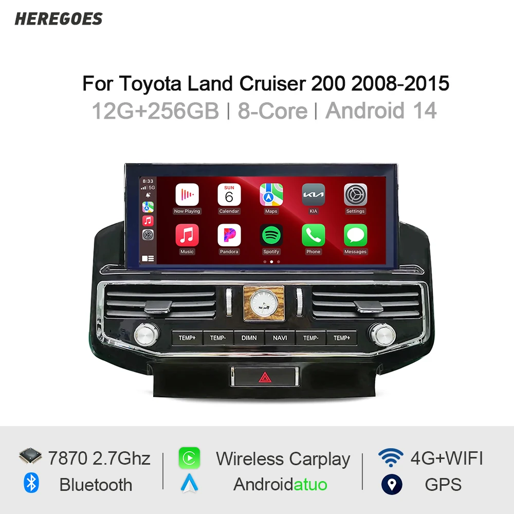 

12.3" Carplay Multimedia Video Player GPS 8+256GB Navigation Bluetooth Car Radio Android For Toyota Land Cruiser 200 2008-2015