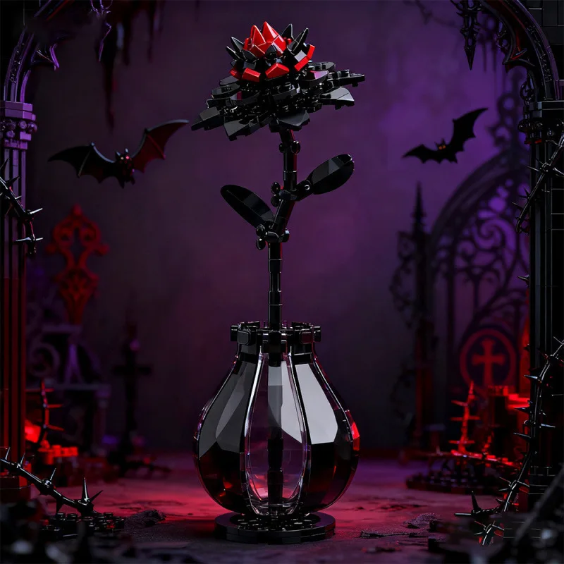 

Red Dahlia Building Block Toy Floral Desktop Decoration Compatible with