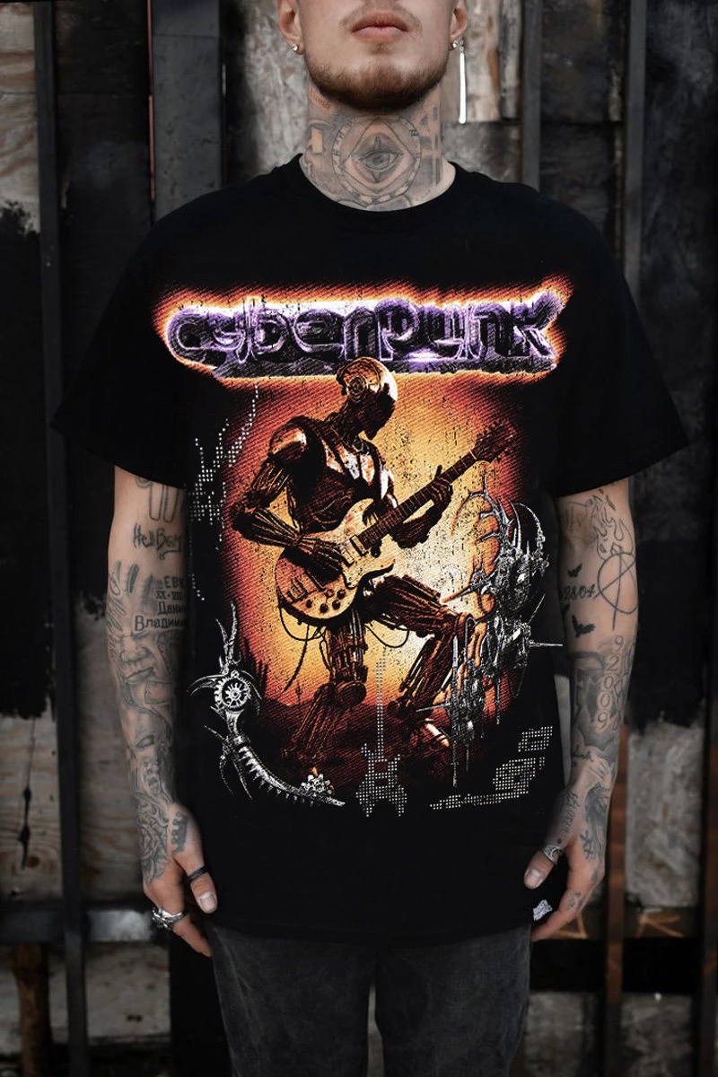 2026 Heavy Cotton Heavy Metal Rock Band Hard Core Loose High Street American Retro Decadent Lazy Short-sleeved T-shirt