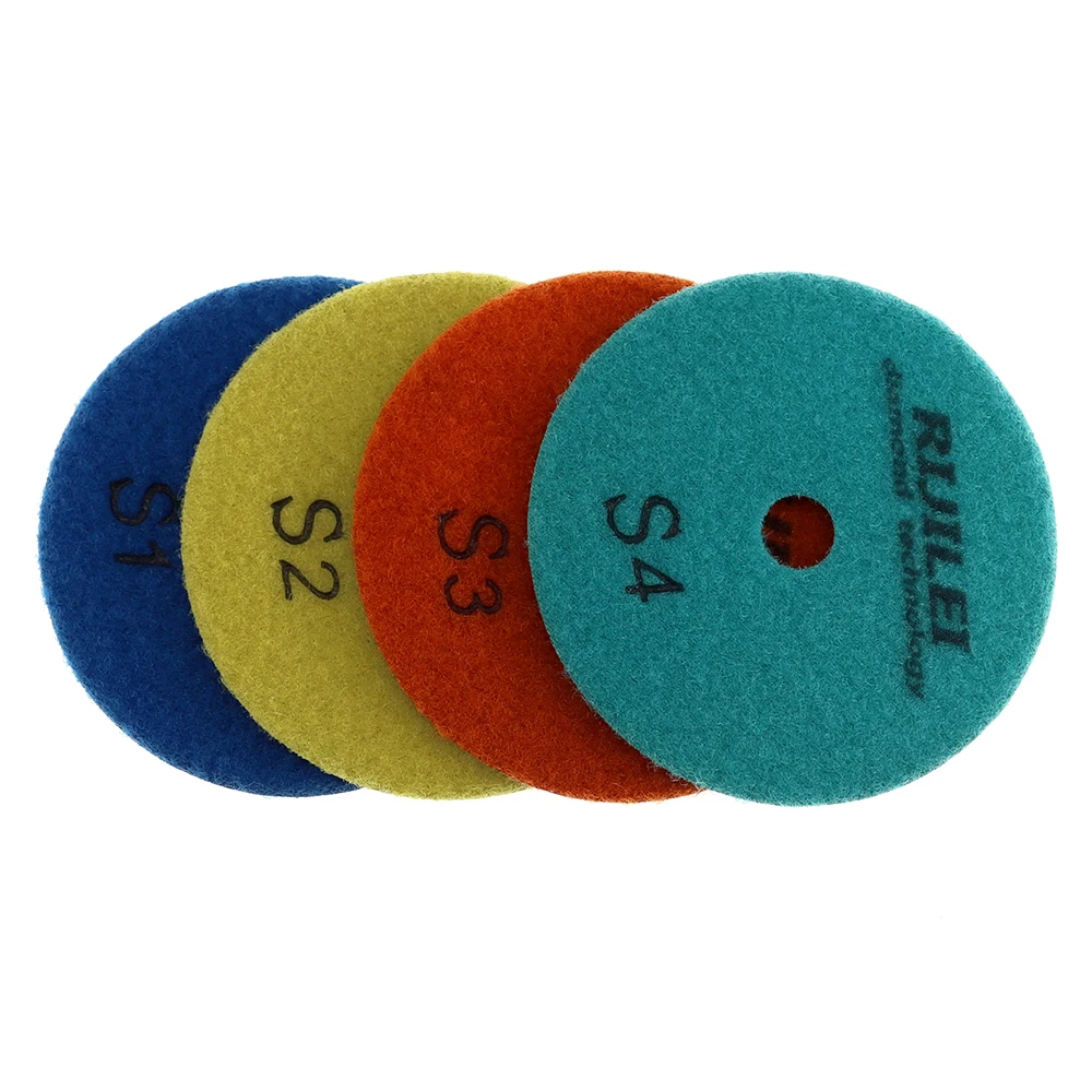 4PCS/Set 4Inch Diamond Dry Polishing Pad 4 Steps Premium Sharp Wall Polishing Pads For Granite Marble Stone Sanding Disc