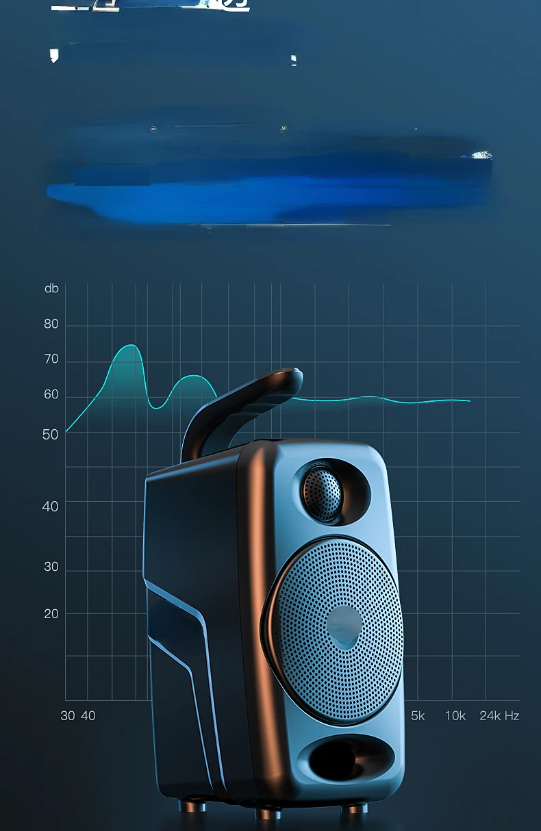 Alto-falante Bluetooth sem fio portátil, grande volume, quadrado, dança pequena, ao ar livre, casa