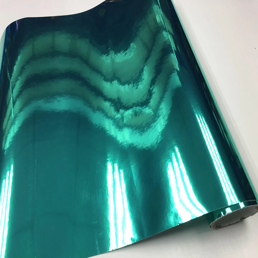 Premium Stretchable Glossy Lake Green Teal Chrome Mirror Vinyl Wrap Film Roll Self Adhesive Car Decal Wrapping