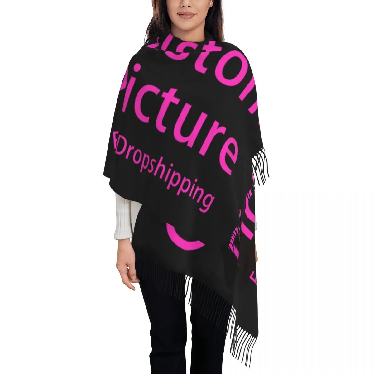 Personalized Print Personalized Custom Photo Logo Scarf Men Women Winter Fall Warm Scarves Customized DIY Print Shawl Wrap