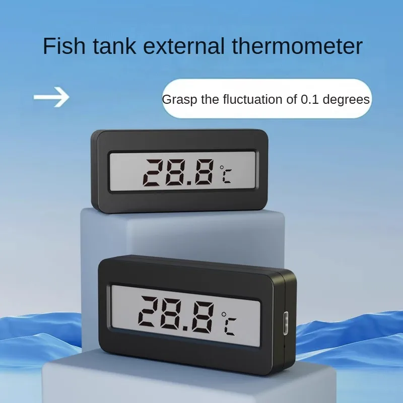 Fish tank thermometer beeping alarm LCD large screen display lithium battery rechargeable high precision water thermometer