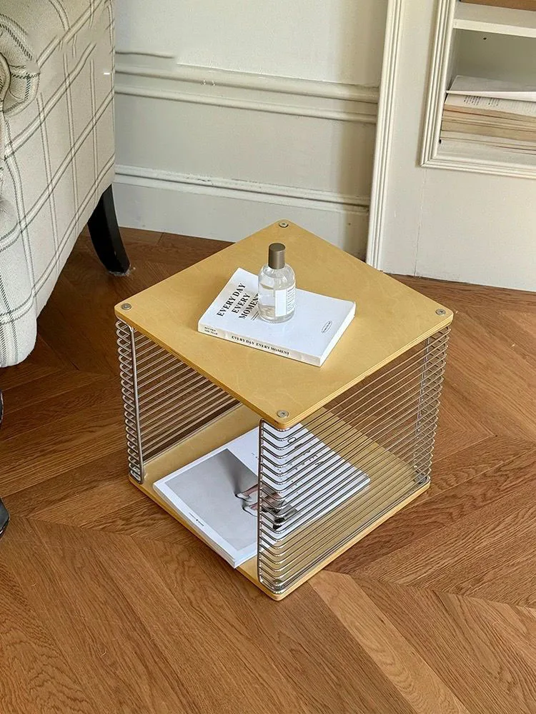 

Living Room Coffee Table Stainless Steel Line Edge Furniture Desk Living Room Sofa Side Table Bedside Shelf Storage Table Desk
