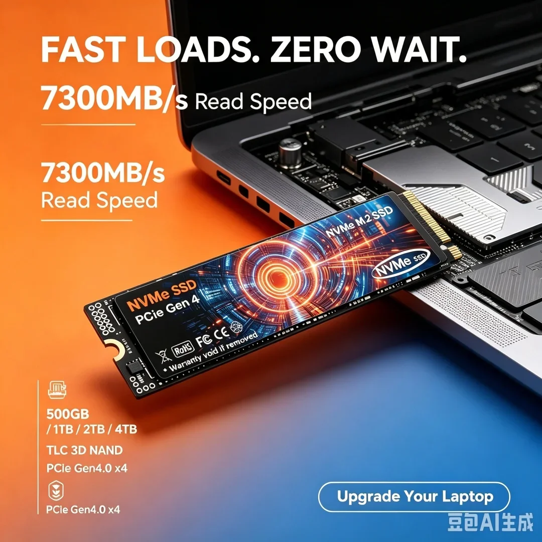 M.2 NVMe SSD PCIe Gen4 x4 7300MB/s 2280 TLC 3D NAND Internal Solid State Drive 4TB High Speed Gaming SSD For Desktop PC Laptop