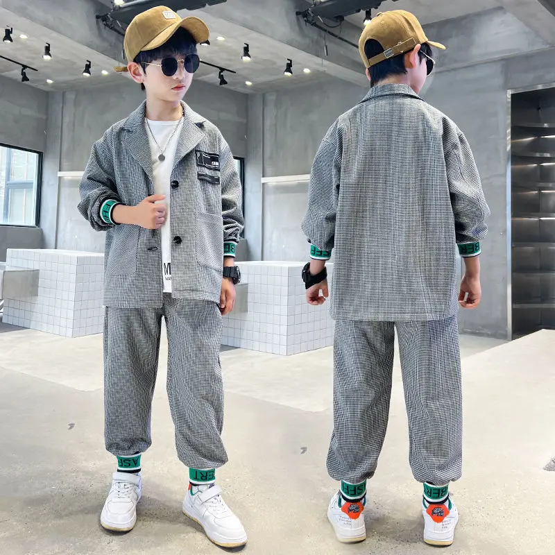 Boys Coat +Pants 2PCS/Set 2023 Vintage Warm Thicken Winter Autumn Suits Sports Outfits Plus Size Children Clothing