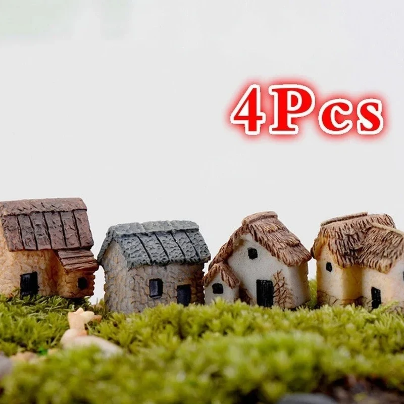 Figurita en miniatura para casa, accesorio de jardín de hadas, decoración del hogar, estatua de construcción de animales de dibujos animados, artesanía de resina, coche de muñecas, 4 Uds.