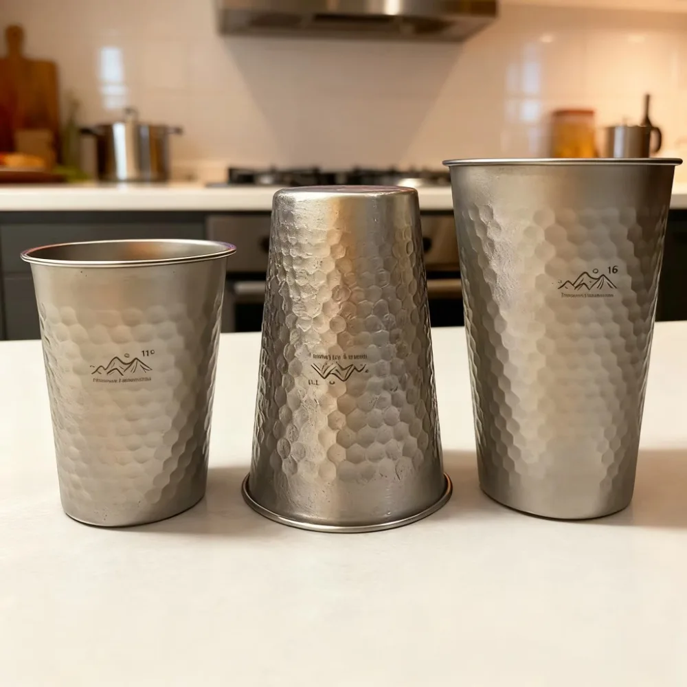 350/500/600ml Pure Titanium Titanium Drinking Cups Ultra-Light Portable Coffee Tea Cup Durable Water Tumblers Hiking Travelling