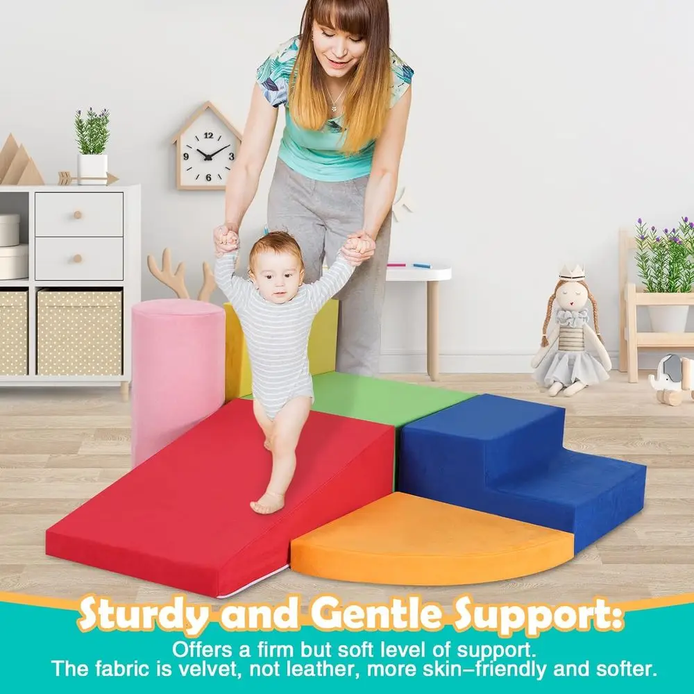 Toddler Foam Climbing Blocks Set - 6-Piece Soft Play Gym for Indoor Playtime